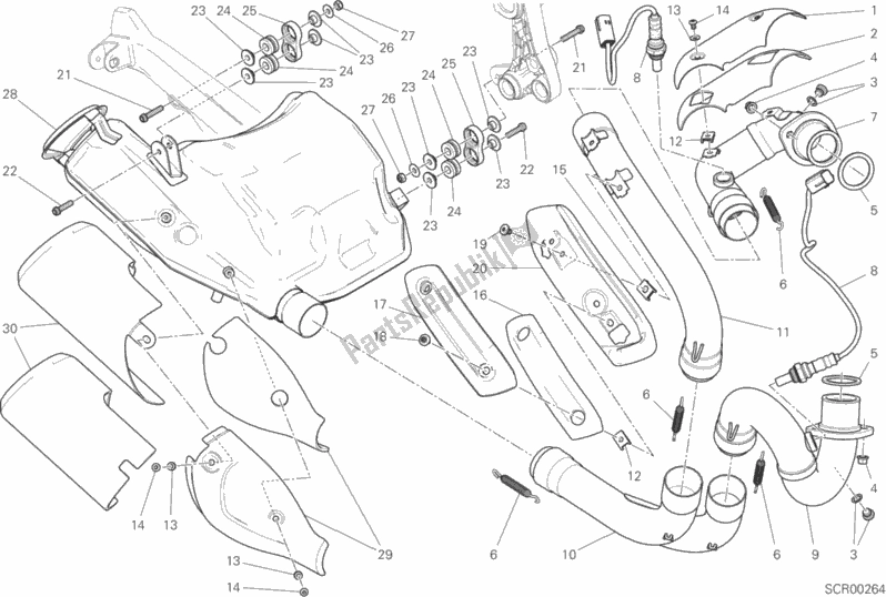 Tutte le parti per il Impianto Di Scarico del Ducati Monster 797 USA 2020
